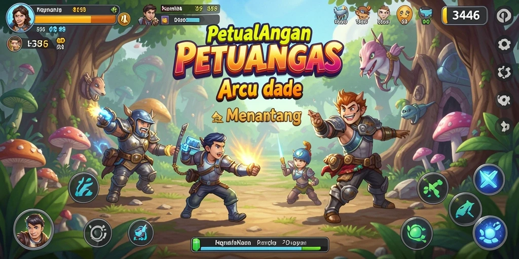 Tangkapan layar dari gameplay 3446 menampilkan aksi penuh warna dan menantang.