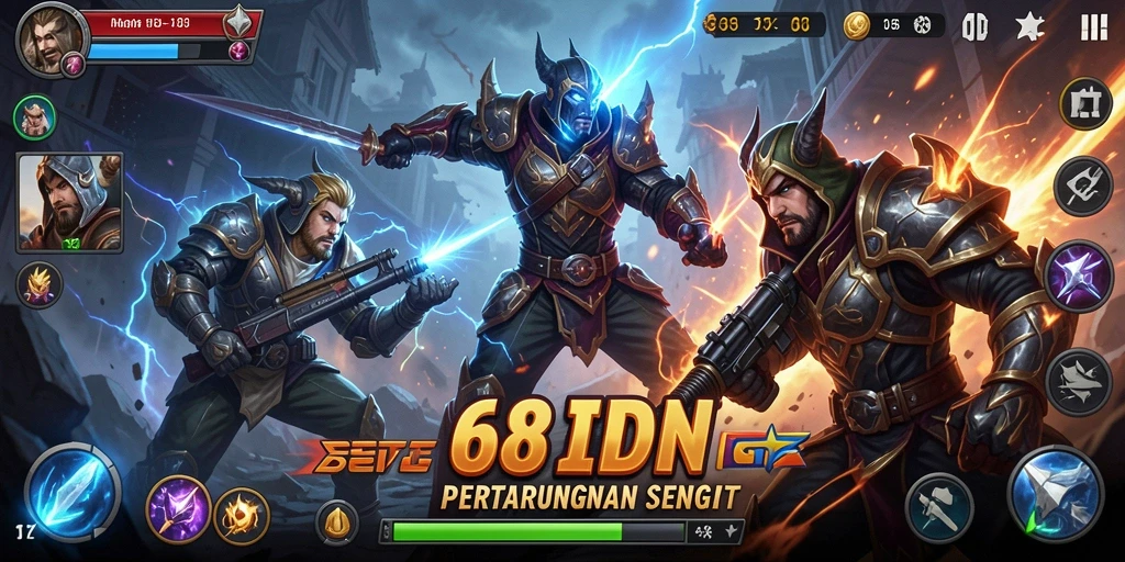Tampilan gameplay seru dalam pertarungan sengit di 68IDN.