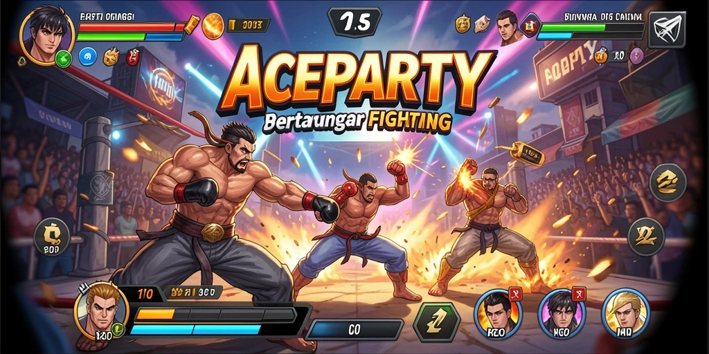 Gameplay pertarungan ACEPARTY yang seru dan mendebarkan.