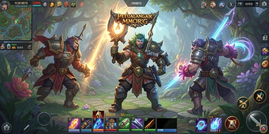 Tangkapan layar utama HOKI8815 yang menunjukkan aksi pertarungan seru dalam RPG.