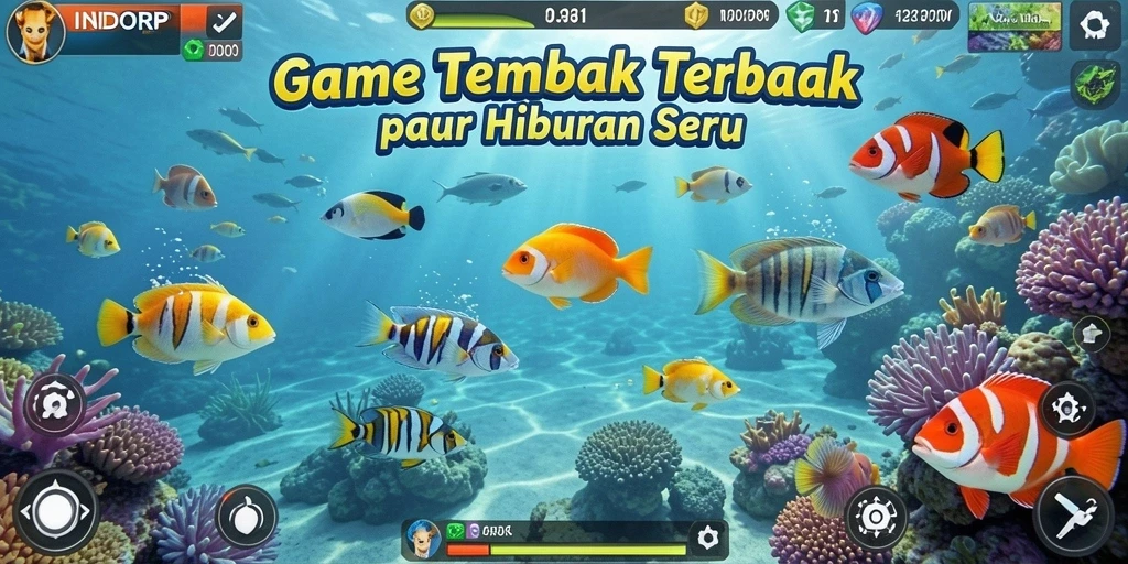 Screenshot gameplay INDORP menampilkan aksi tembak ikan yang seru.