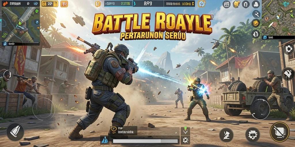 Tampilan seru dari gameplay RP8 yang menarik dalam Battle Royale.