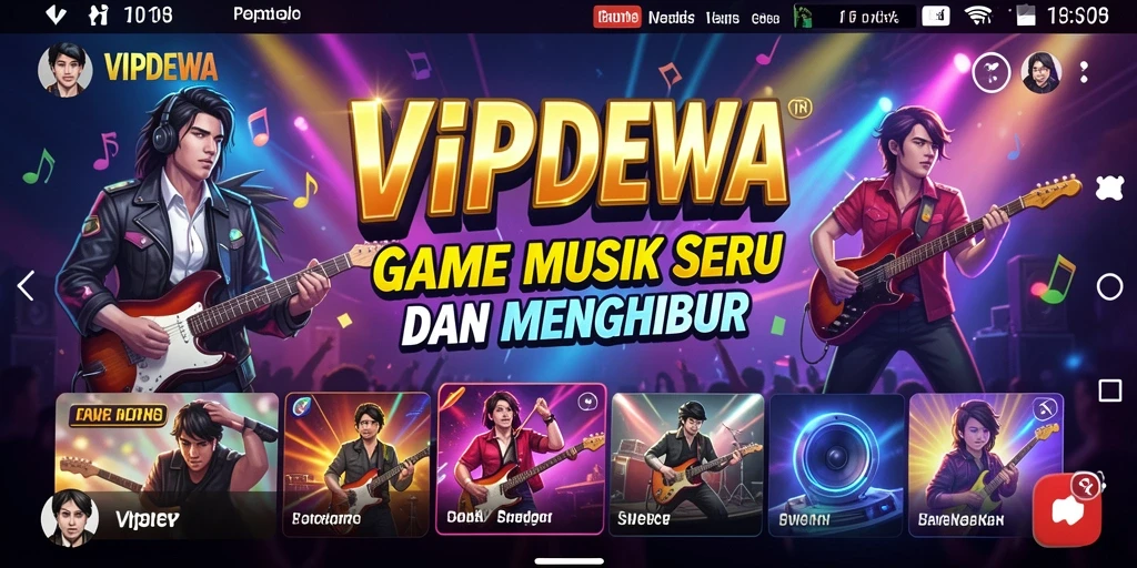 Tampilan gameplay seru di VIPDEWA dengan berbagai genre musik.