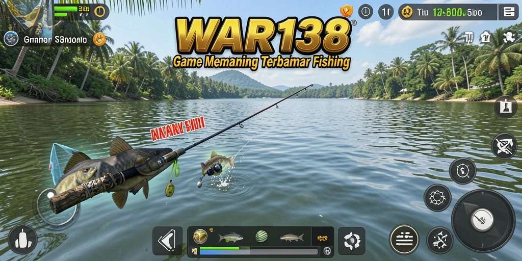 Screenshot gameplay WAR138 menunjukkan aksi memancing yang menarik dan menantang.