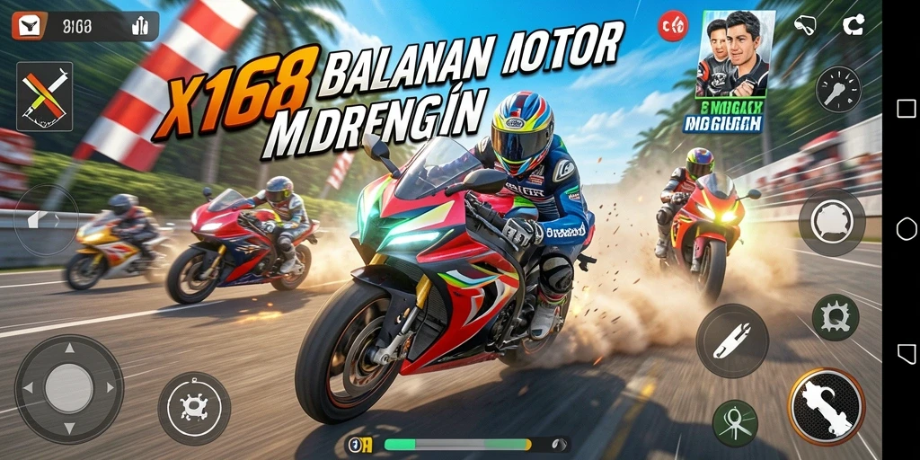 Tampilan menarik dari gameplay balapan motor yang menegangkan.